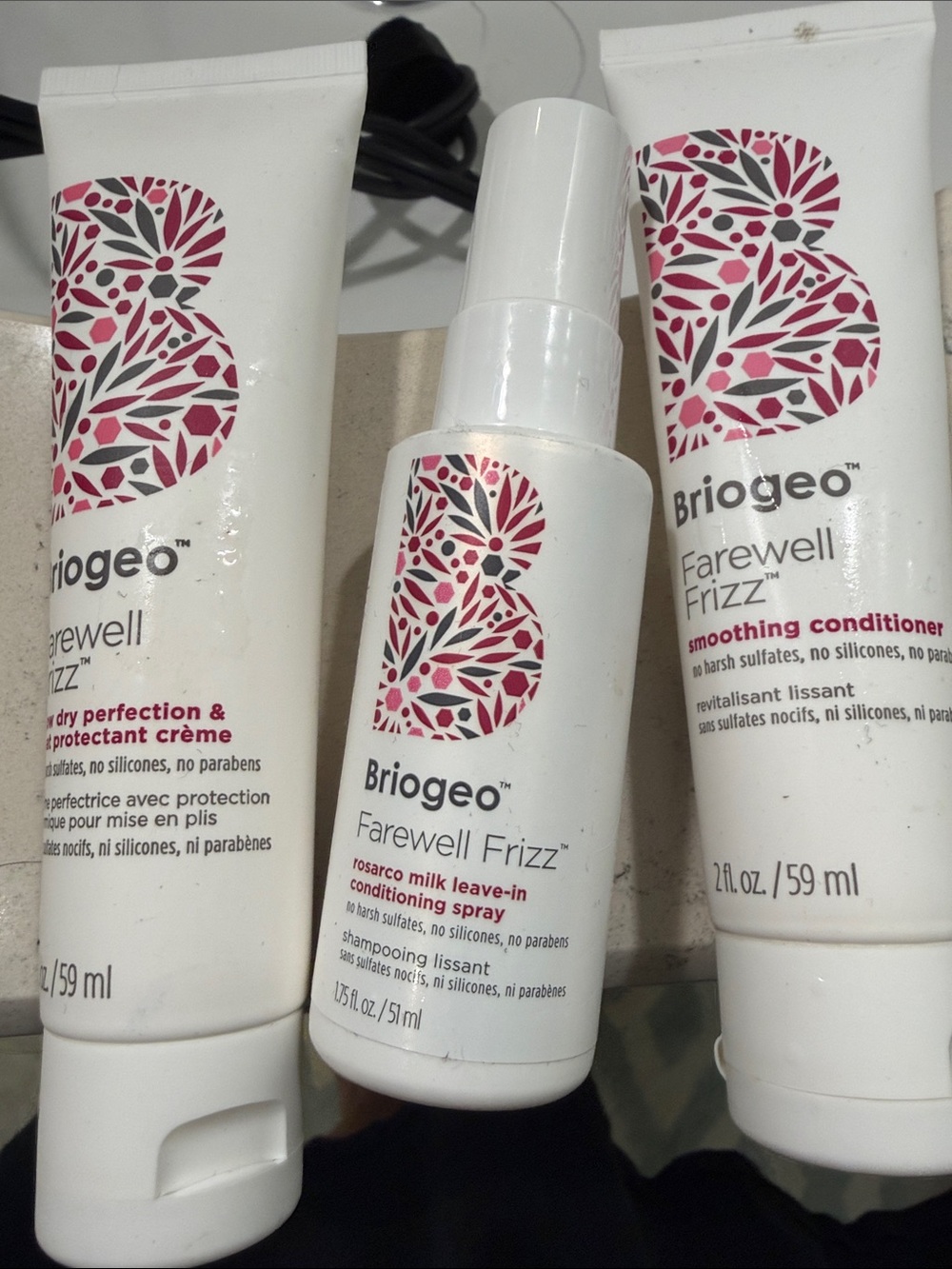 Briogeo Farewell Frizz Leave-In & Conditioner Set - White with Pink Accents